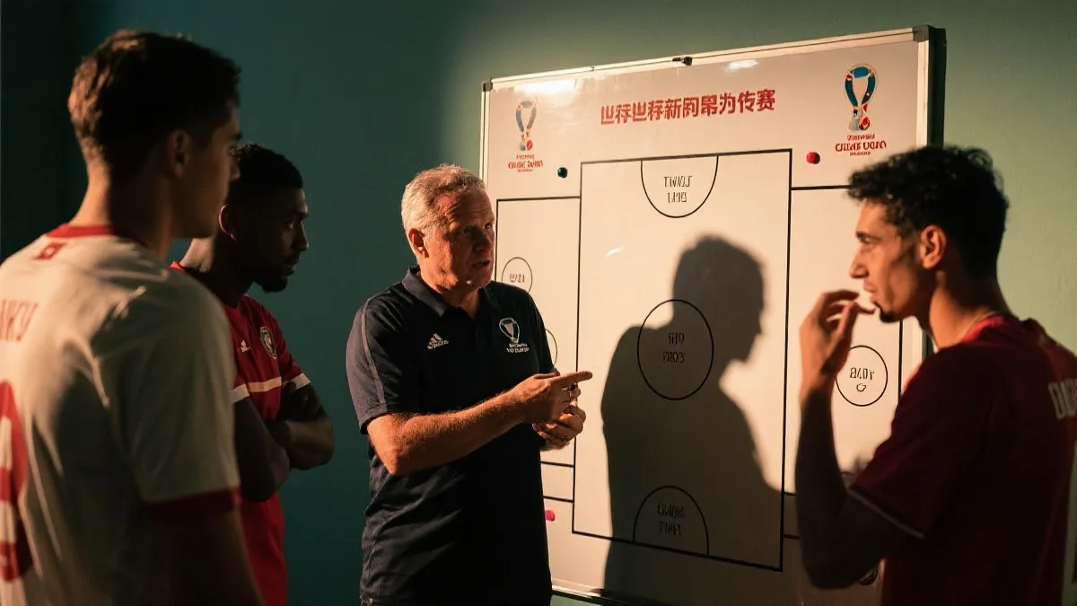 世界杯战术板与教练团队讨论未来赛制的画面