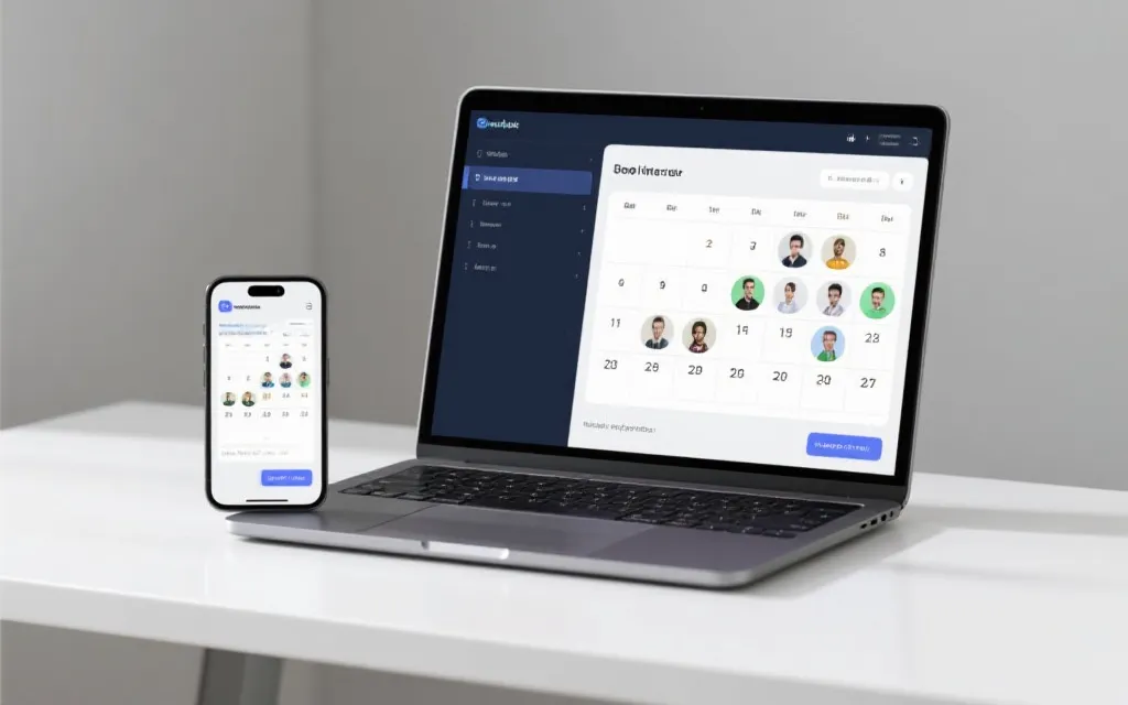 手机与笔记本上显示世界杯赛程日历，多人协作与提醒的概念画面